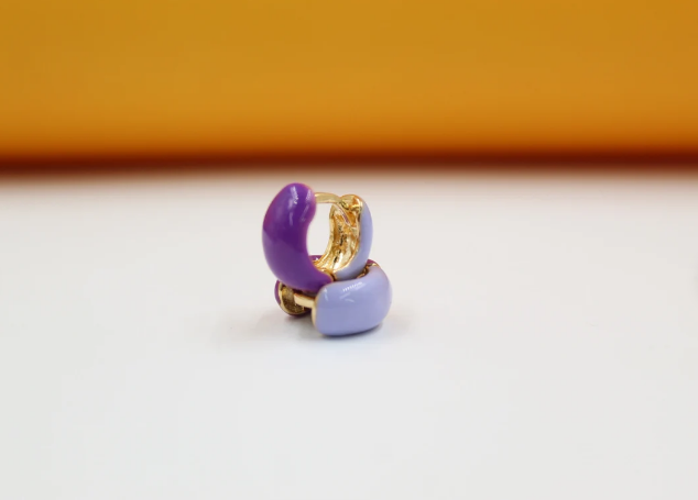 18K Gold Filled Enamel Small Huggie Earrings (K116A) - Fashivra