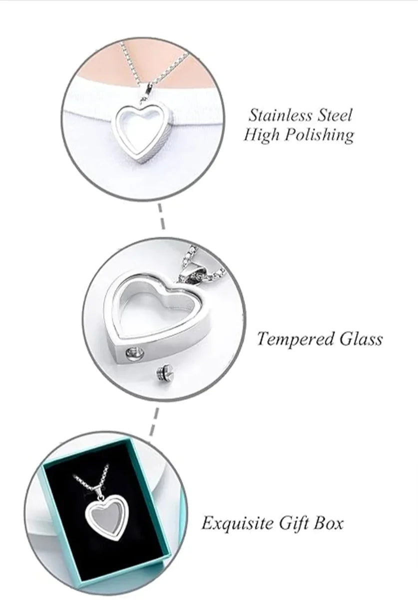 Heartfelt Remembrance: Stainless Steel Heart-Shaped Cremation Pendant - Fashivra