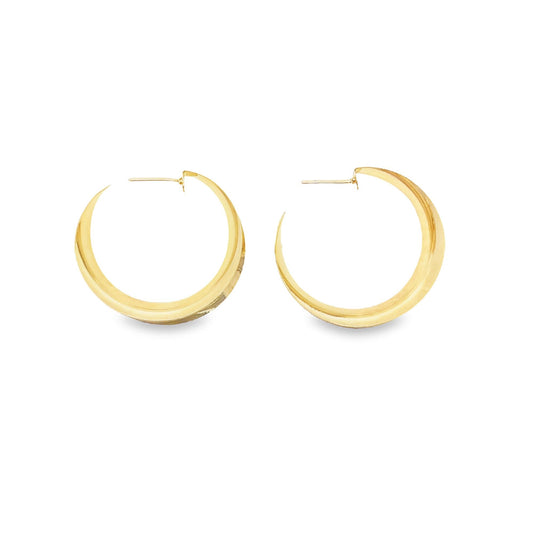 18K Gold Filled Curved Wide Minimalist Hoops (J305-J307)(L395) - Fashivra
