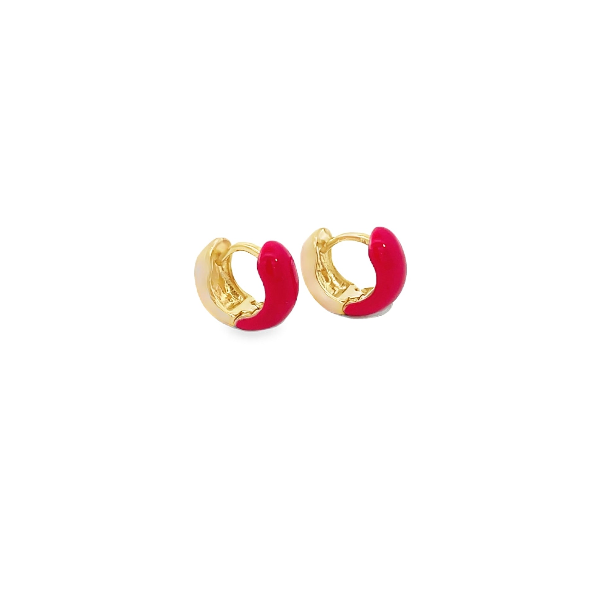 18K Gold Filled Enamel Small Huggie Earrings (K116A) - Fashivra