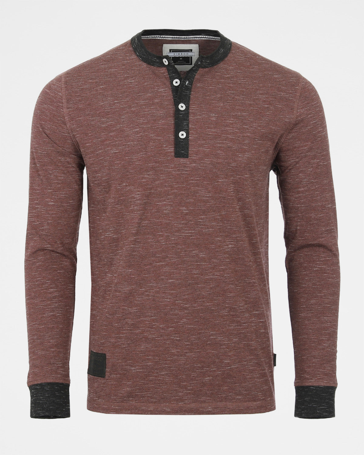 ZIMEGO Men's Long Sleeve Contrast Button Placket Neck Cuffs Casual Henley Shirts - Fashivra