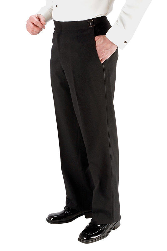 "Anthony" Black Vitale Barberis Italian Wool Tuxedo Pants - Fashivra