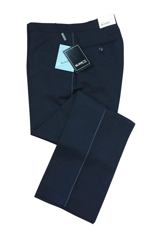 "Logan" Black Luxury Wool Blend Tuxedo Pants - Fashivra