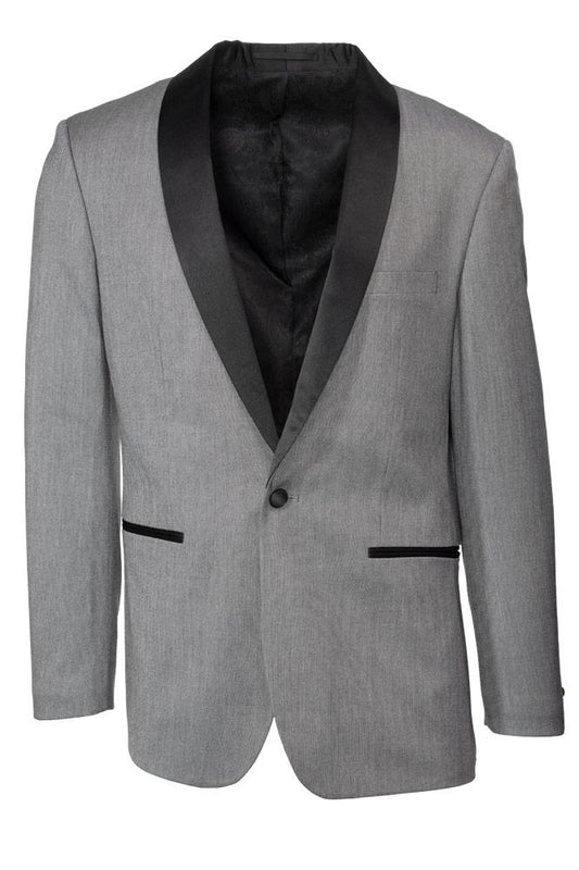 "Sebastian" Grey Pindot Tuxedo Jacket Shawl (Separates) - Fashivra